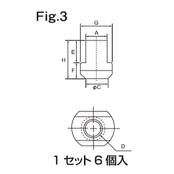 北川用 Tナット T21 (6個入り)　ギガ・セレクション